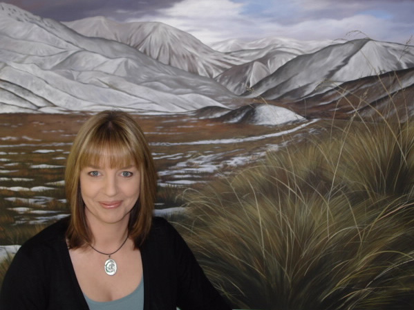 Beverley Frost with her donated Lindis Pass landscape